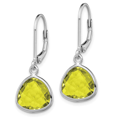 Sterling Silver Rhodium-plated Lemon Quartz Earrings