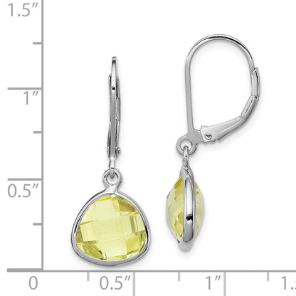 Sterling Silver Rhodium-plated Lemon Quartz Earrings