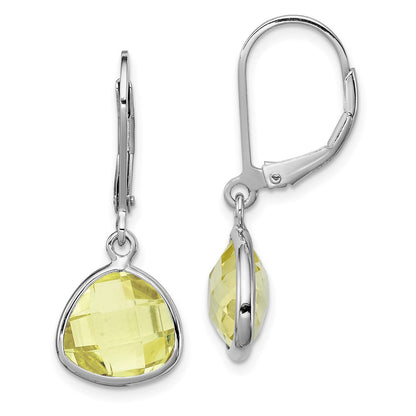 Sterling Silver Rhodium-plated Lemon Quartz Earrings