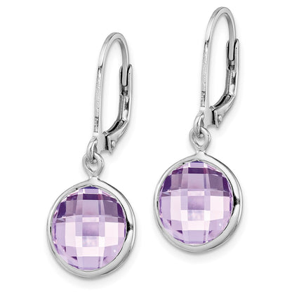 Sterling Silver Rhodium-plated Pink Quartz Earrings