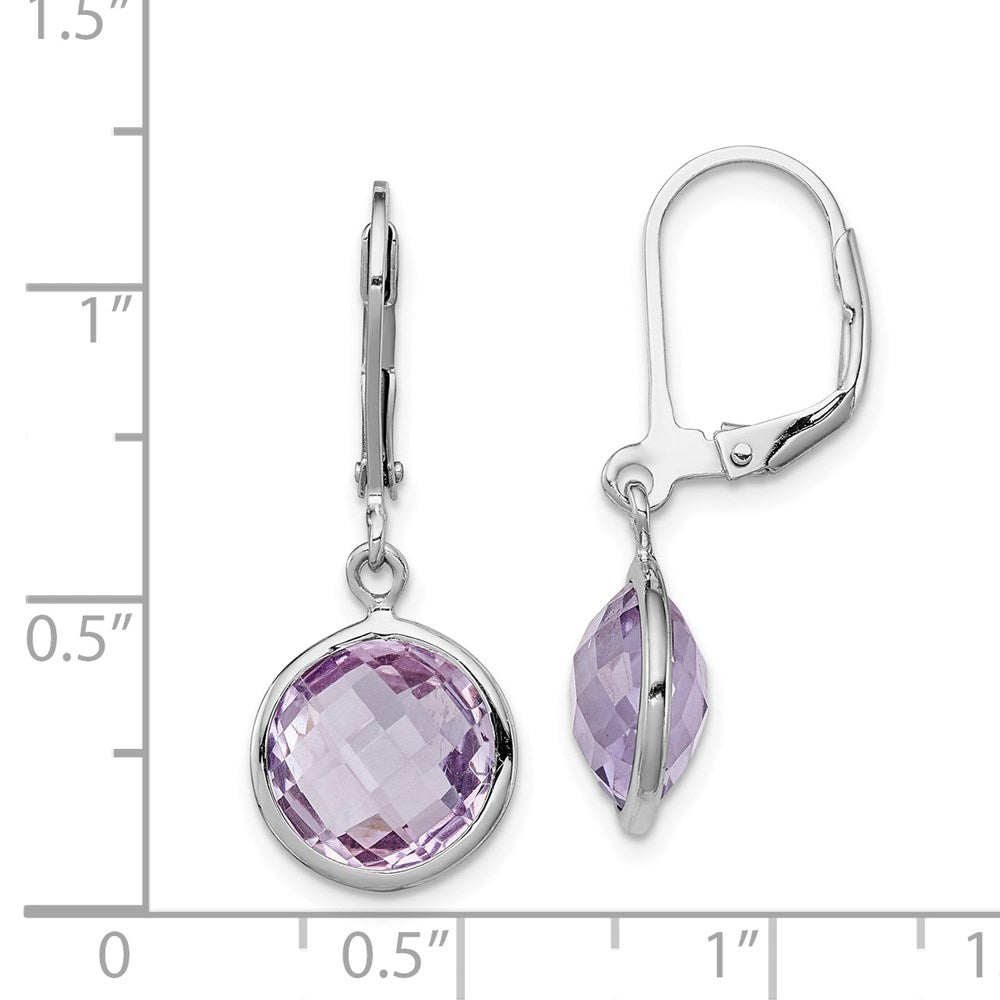 Sterling Silver Rhodium-plated Pink Quartz Earrings