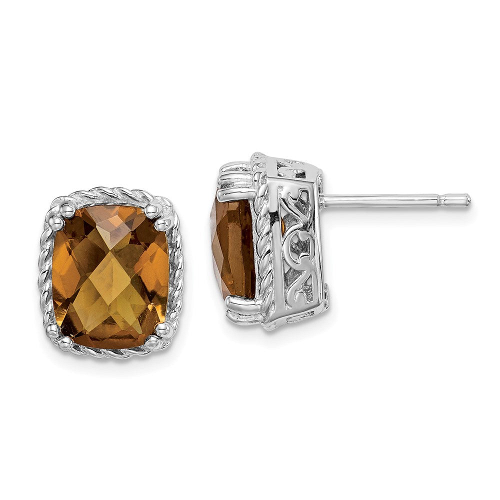 Sterling Silver Rhodium-plated Whiskey Quartz Earrings