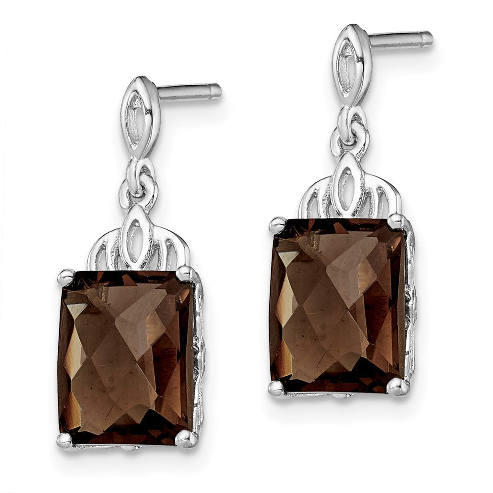 Sterling Silver Rhodium-plated Smoky Quartz Earrings