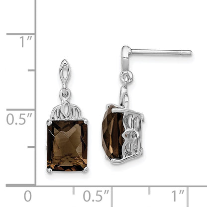 Sterling Silver Rhodium-plated Smoky Quartz Earrings