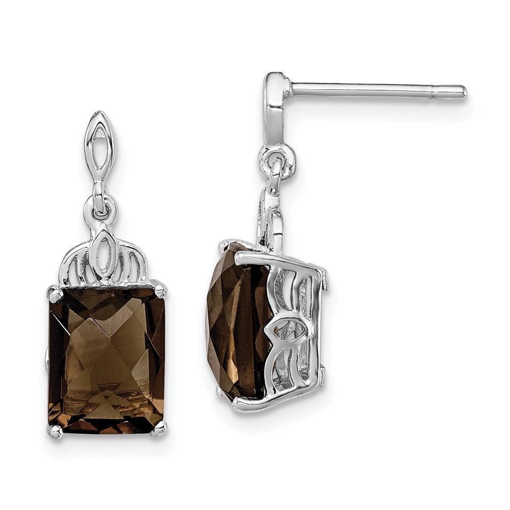 Sterling Silver Rhodium-plated Smoky Quartz Earrings