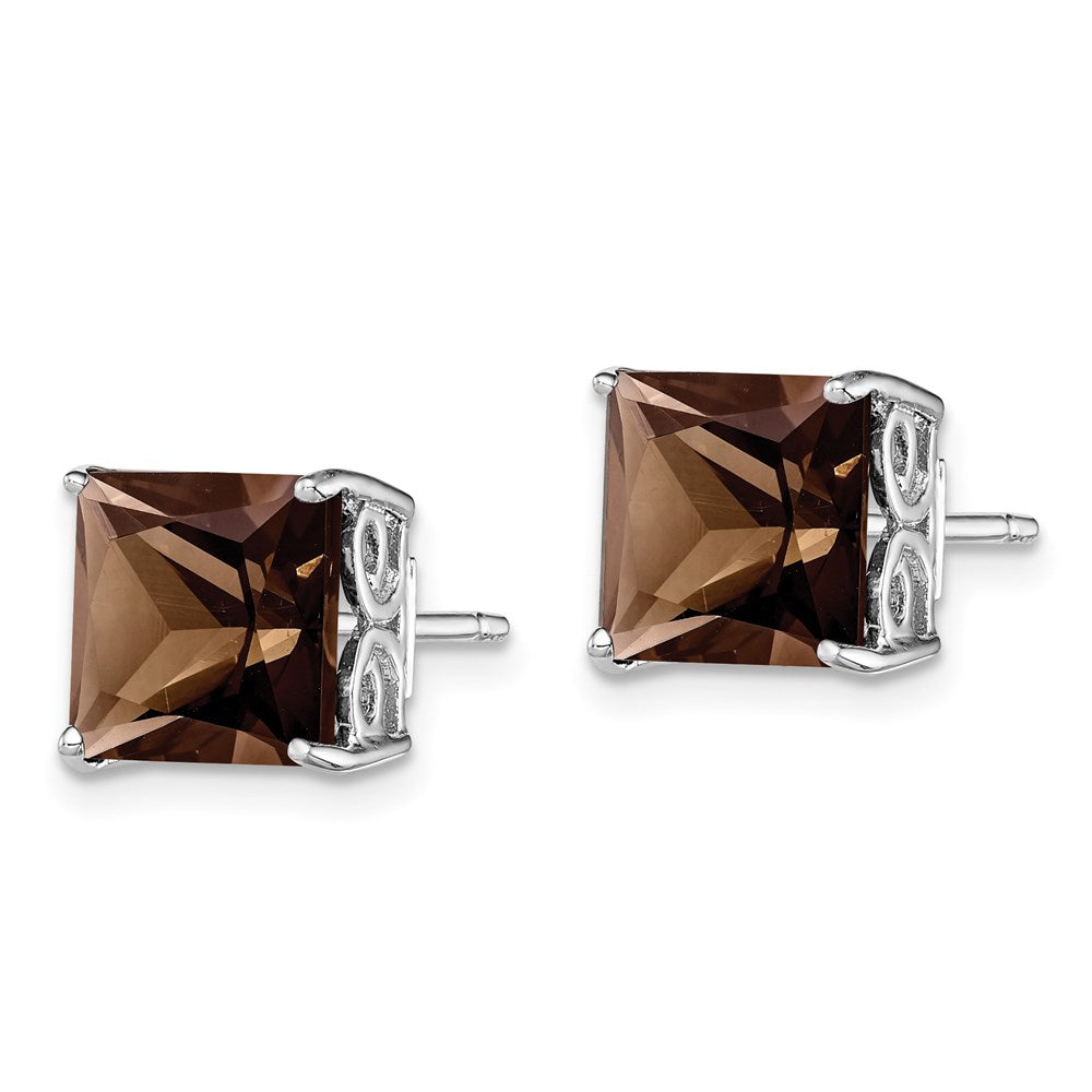 Sterling Silver Rhodium-plated Smoky Quartz Earrings