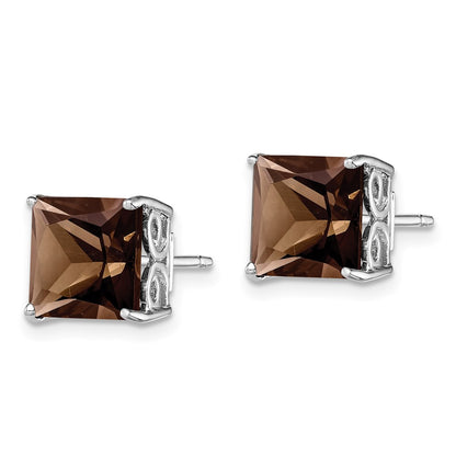 Sterling Silver Rhodium-plated Smoky Quartz Earrings