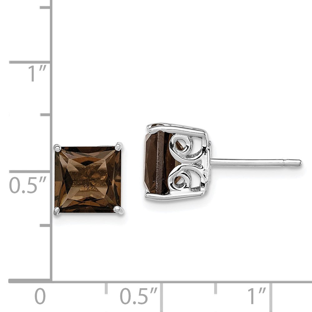 Sterling Silver Rhodium-plated Smoky Quartz Earrings