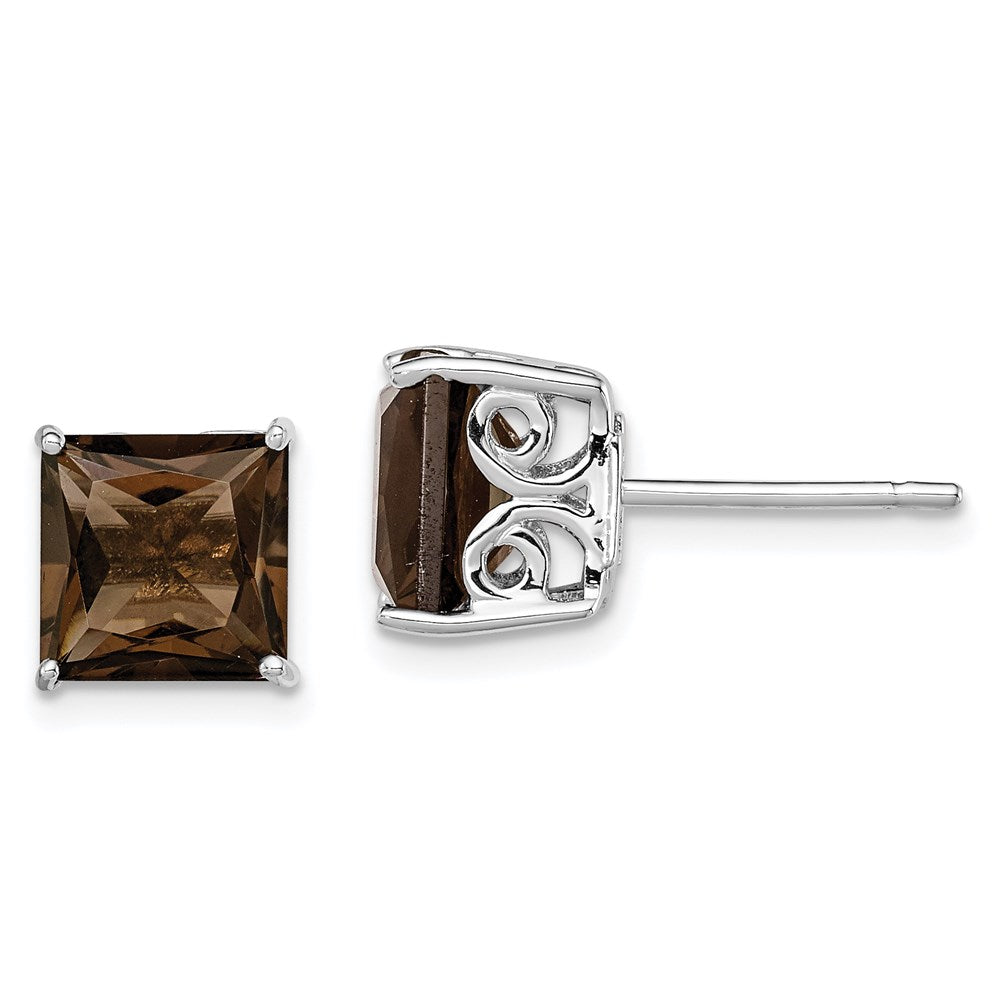 Sterling Silver Rhodium-plated Smoky Quartz Earrings