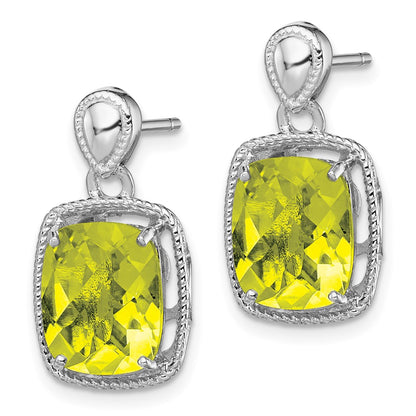 Sterling Silver Rhodium-plated Lemon Quartz Earrings
