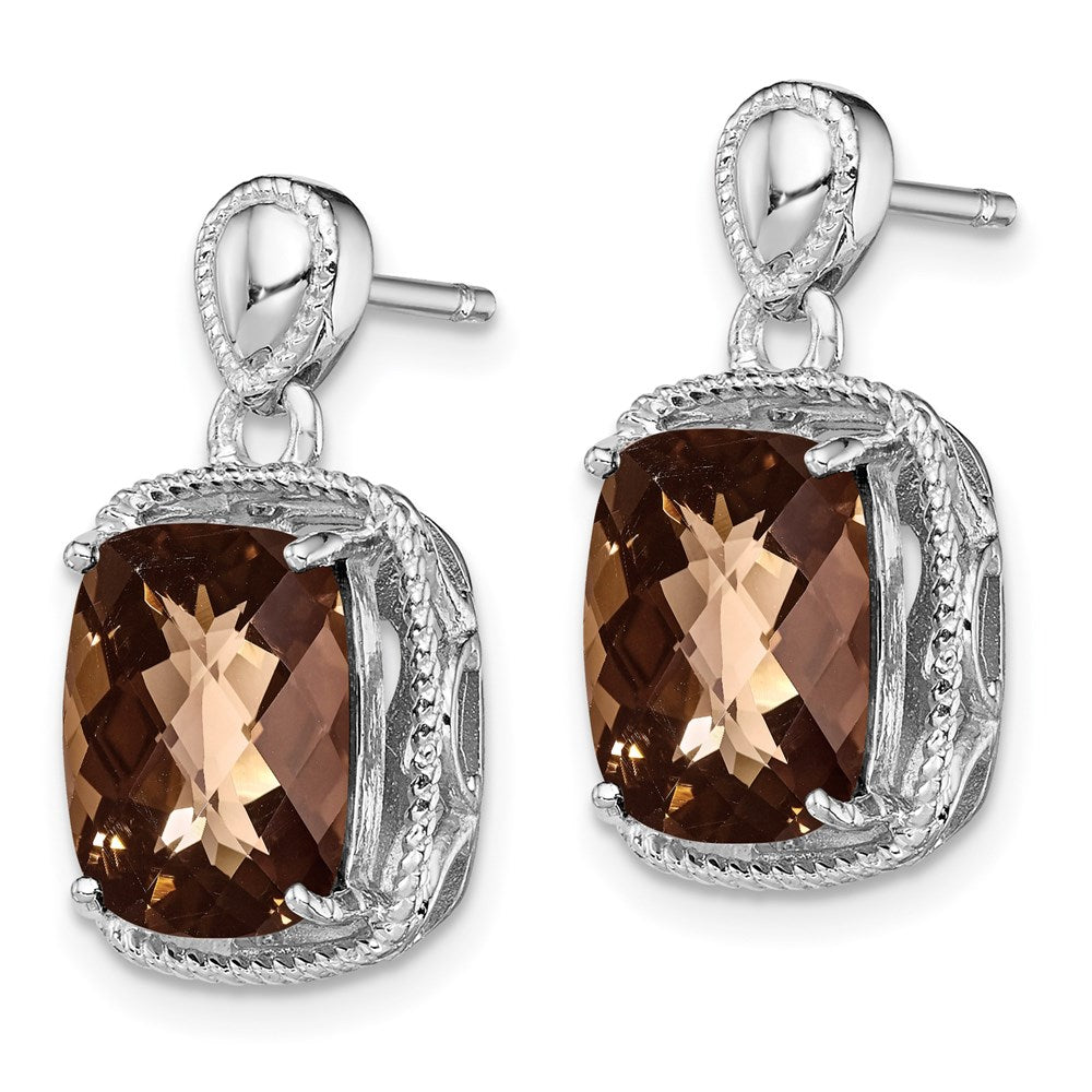 Sterling Silver Rhodium-plated Smoky Quartz Earrings