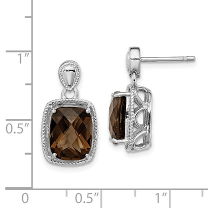 Sterling Silver Rhodium-plated Smoky Quartz Earrings