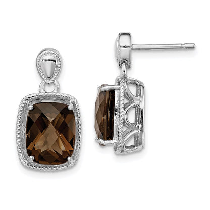 Sterling Silver Rhodium-plated Smoky Quartz Earrings