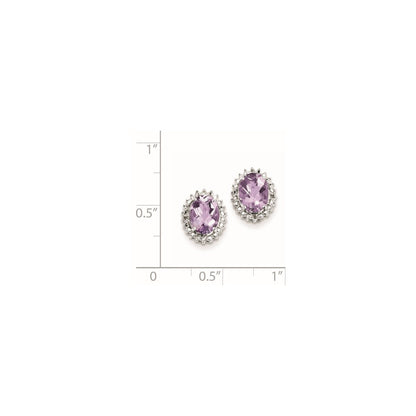 Sterling Silver Pink Quartz and Diamond Earrings