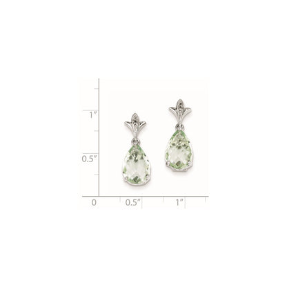 Sterling Silver Green Quartz and Diamond Earrings