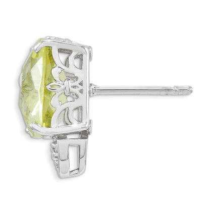 Sterling Silver Lemon Quartz and Diamond Earrings