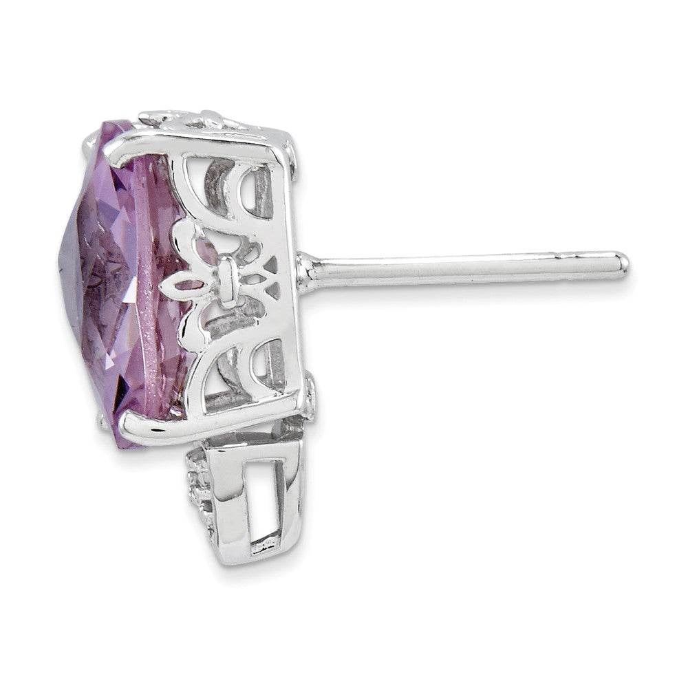 Sterling Silver Pink Quartz and Diamond Earrings