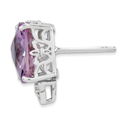 Sterling Silver Pink Quartz and Diamond Earrings