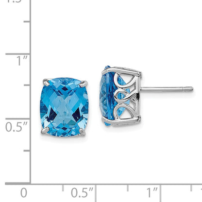 Sterling Silver Rhodium-plated Blue Topaz Earrings