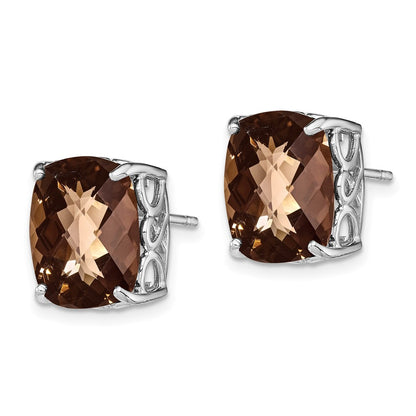 Sterling Silver Rhodium-plated Smoky Quartz Earrings