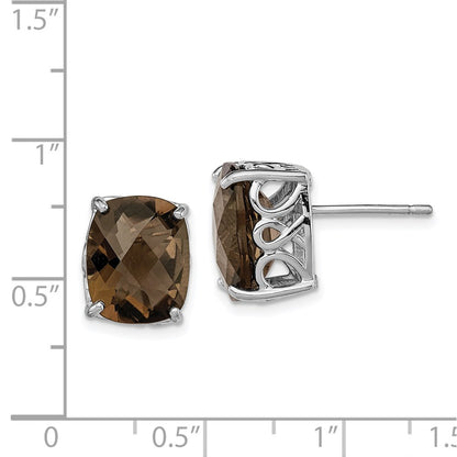 Sterling Silver Rhodium-plated Smoky Quartz Earrings