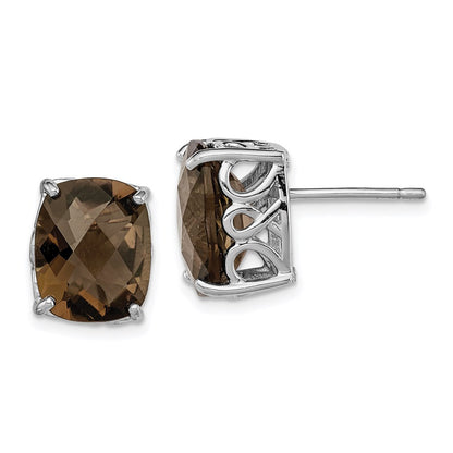 Sterling Silver Rhodium-plated Smoky Quartz Earrings
