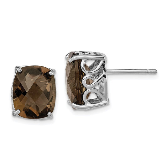 Sterling Silver Rhodium-plated Smoky Quartz Earrings