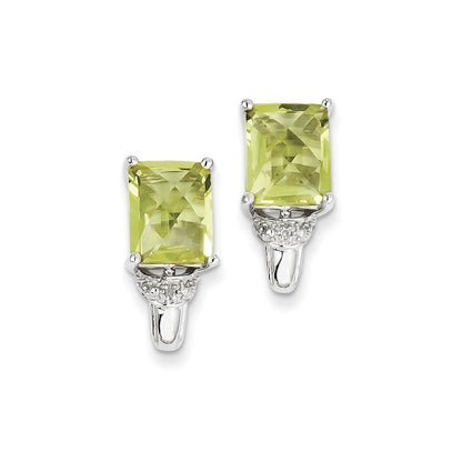 Sterling Silver Lemon Quartz and Diamond Earrings
