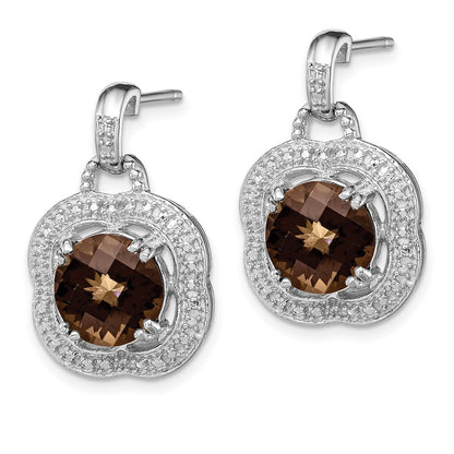 Sterling Silver Rhodium-plated Smoky Quartz Earrings