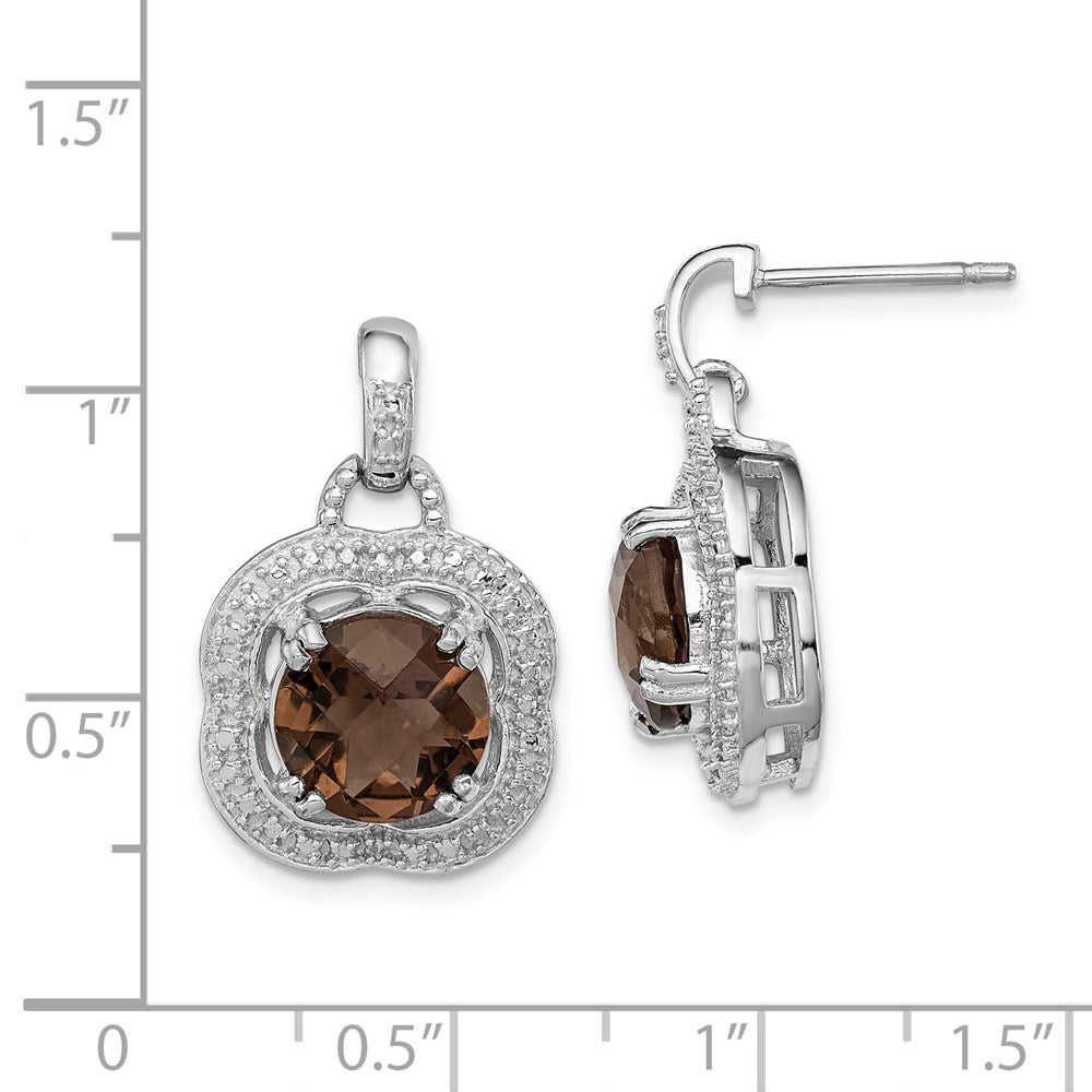 Sterling Silver Rhodium-plated Smoky Quartz Earrings