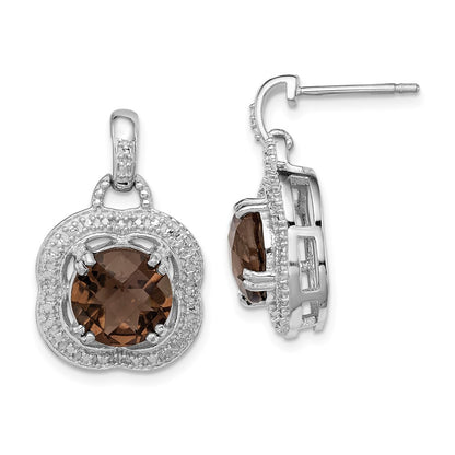 Sterling Silver Rhodium-plated Smoky Quartz Earrings