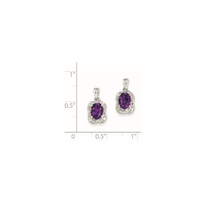 Sterling Silver Amethyst and Diamond Earrings