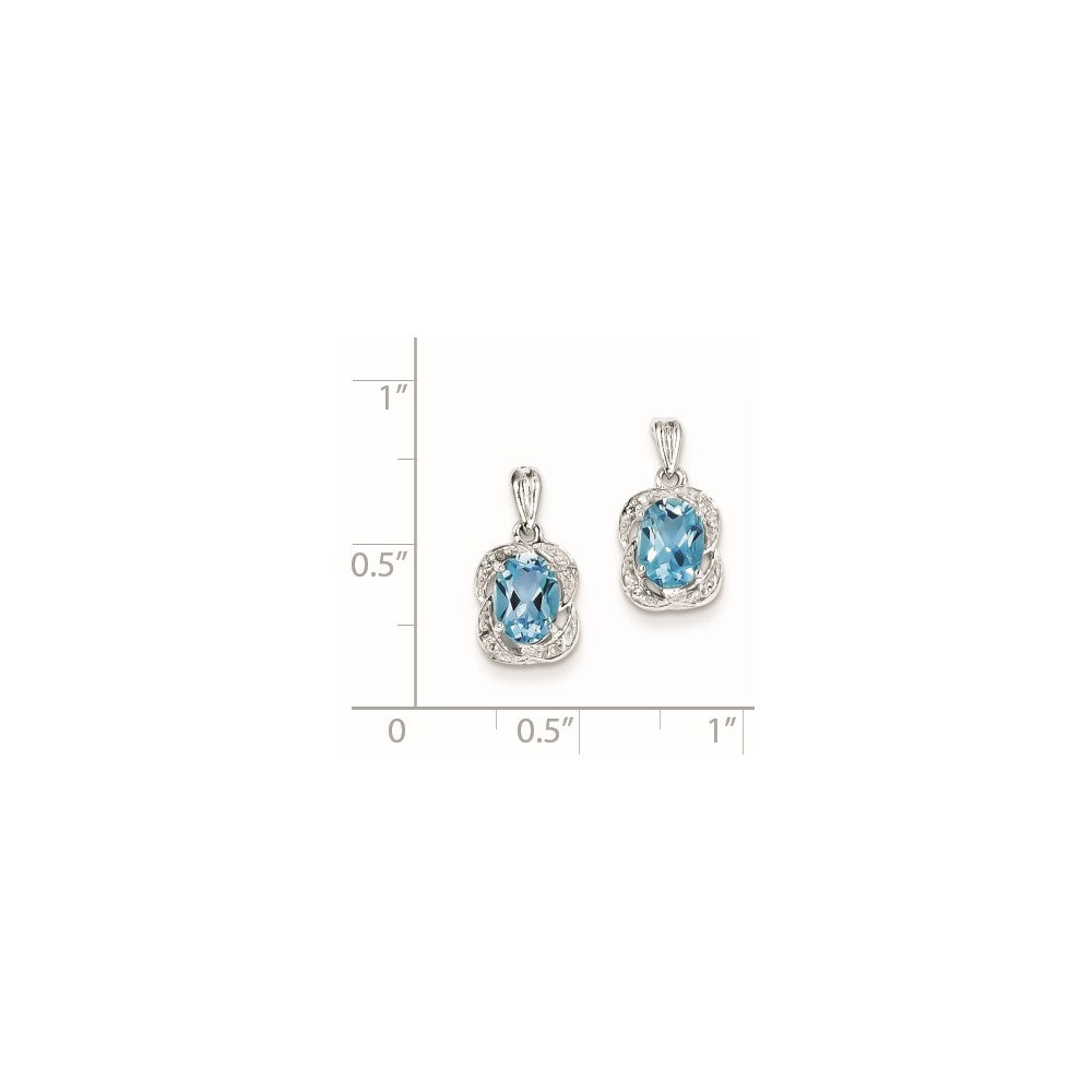 Sterling Silver Blue Topaz and Diamond Earrings