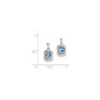 Sterling Silver Blue Topaz and Diamond Earrings