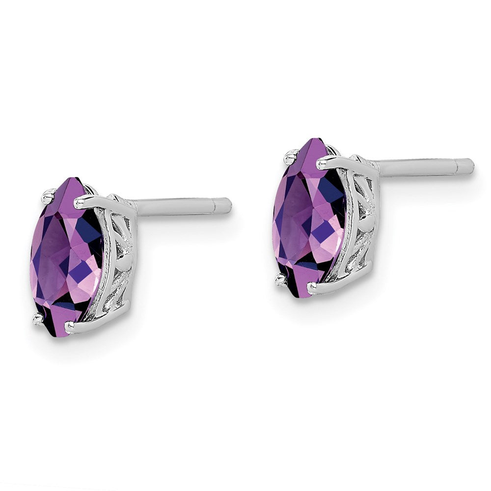 Sterling Silver Rhodium-plated Amethyst Earrings