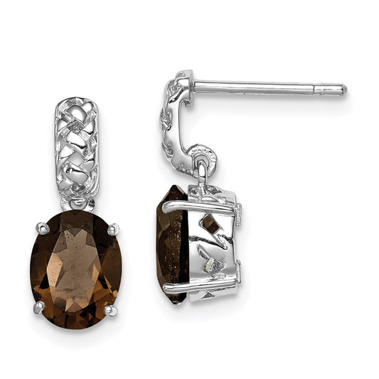Sterling Silver Rhodium-plated Smoky Quartz Earrings