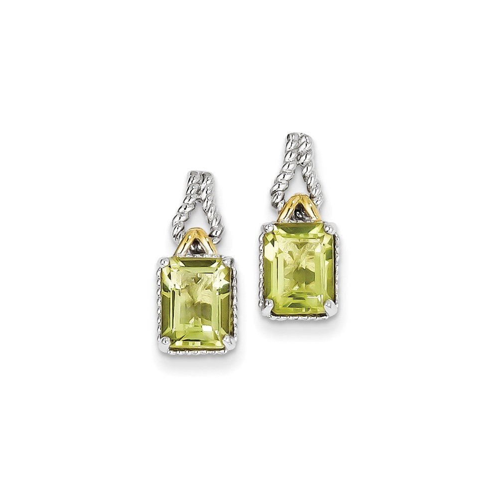 Sterling Silver w/ Flash Gold-plate Accent Lemon Quartz Earrings