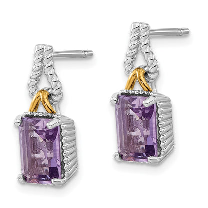 Sterling Silver u0026 Flash Gold-plated Accent Pink Quartz Dangle Earrings