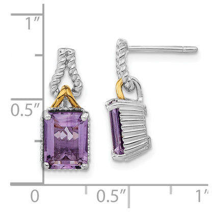 Sterling Silver u0026 Flash Gold-plated Accent Pink Quartz Dangle Earrings