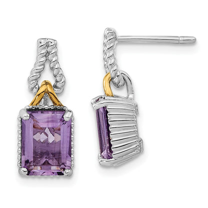 Sterling Silver u0026 Flash Gold-plated Accent Pink Quartz Dangle Earrings