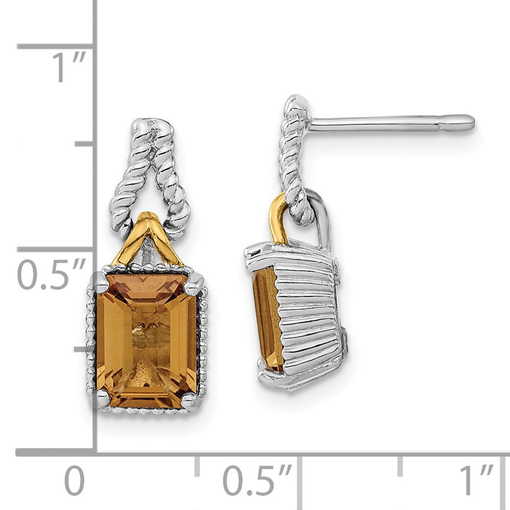 Sterling Silver u0026 Flash Gold-plated Accent Whiskey Quartz Dangle Earrings
