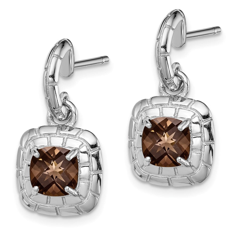 Sterling Silver Rhodium-plated Smoky Quartz Earrings