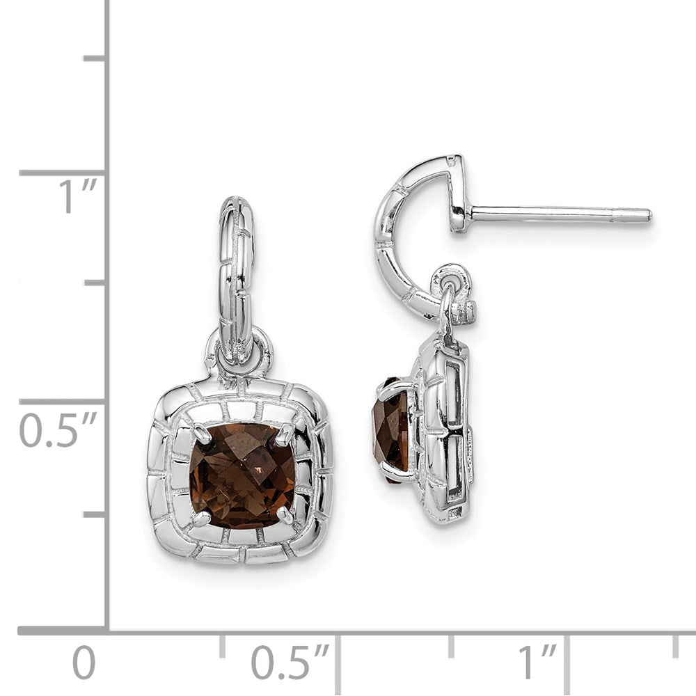 Sterling Silver Rhodium-plated Smoky Quartz Earrings