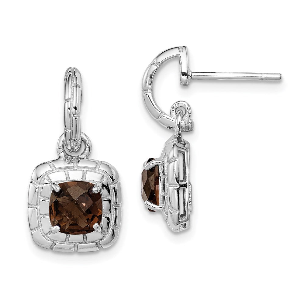 Sterling Silver Rhodium-plated Smoky Quartz Earrings