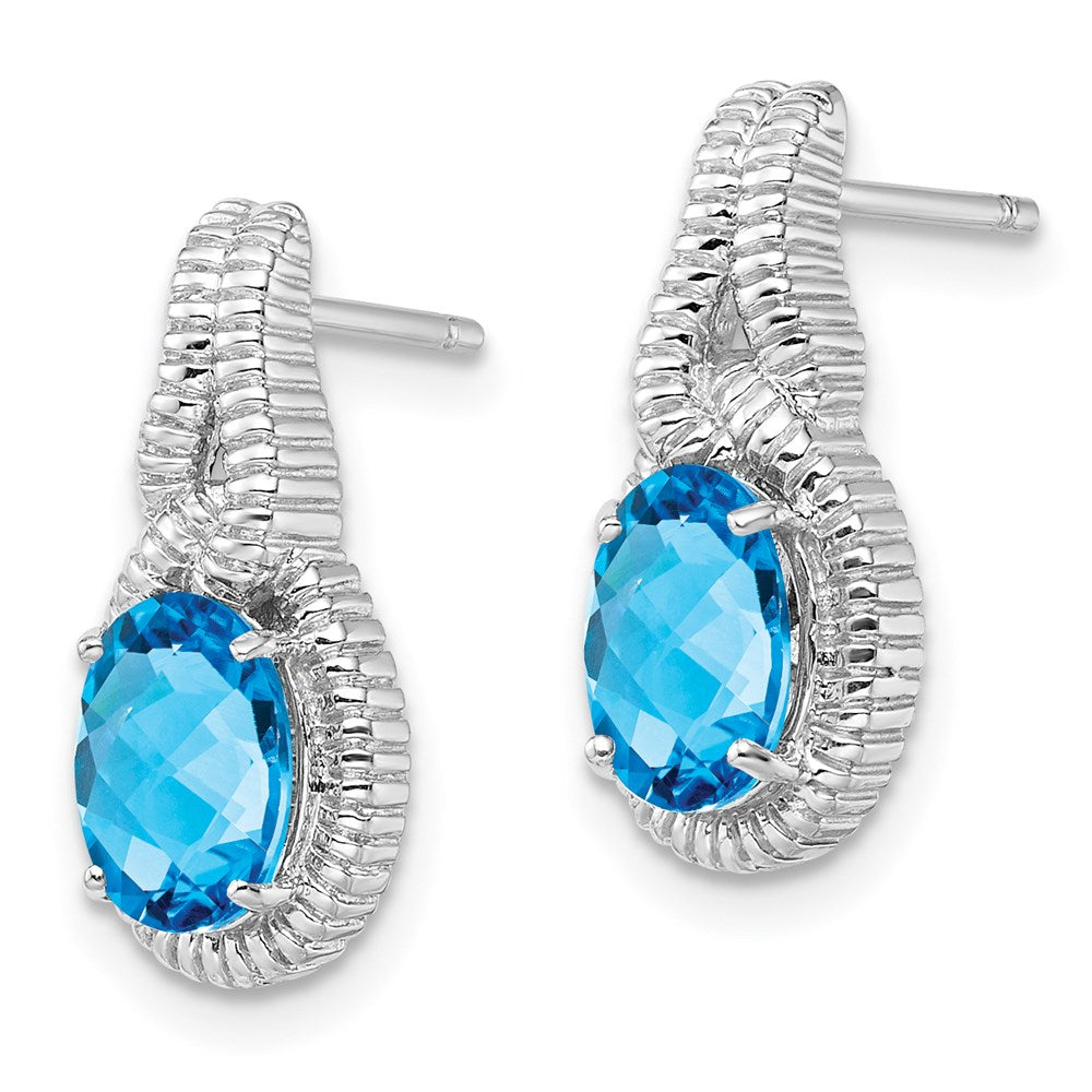 Sterling Silver Rhodium-plated Blue Topaz Earrings