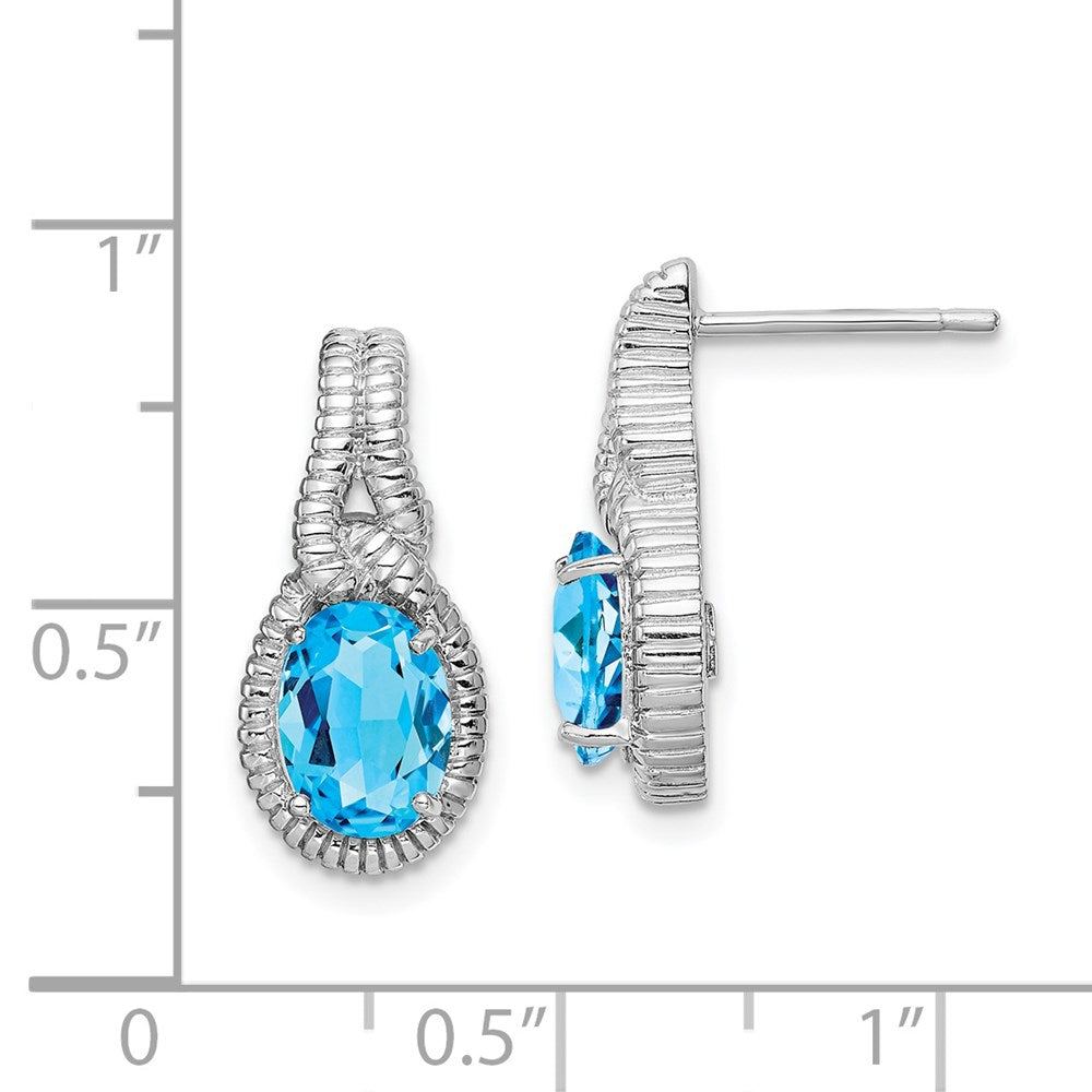 Sterling Silver Rhodium-plated Blue Topaz Earrings