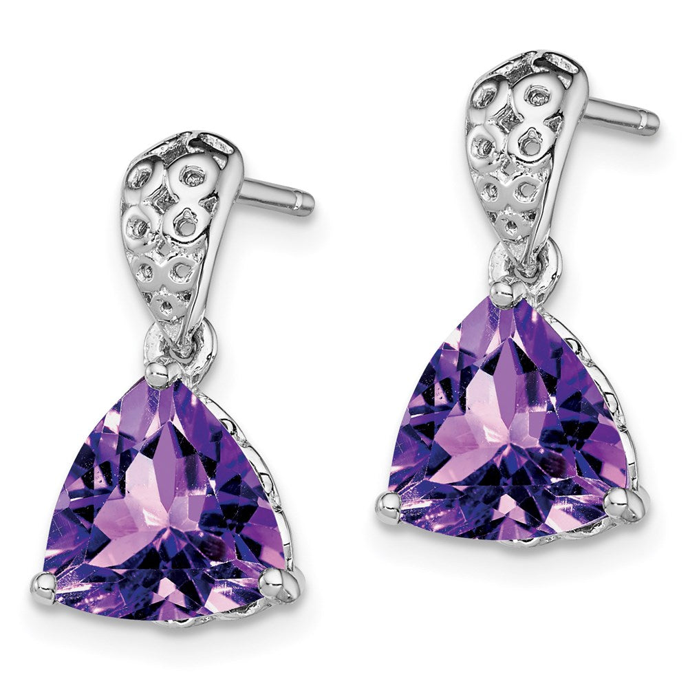Sterling Silver Rhodium-plated Amethyst Earrings