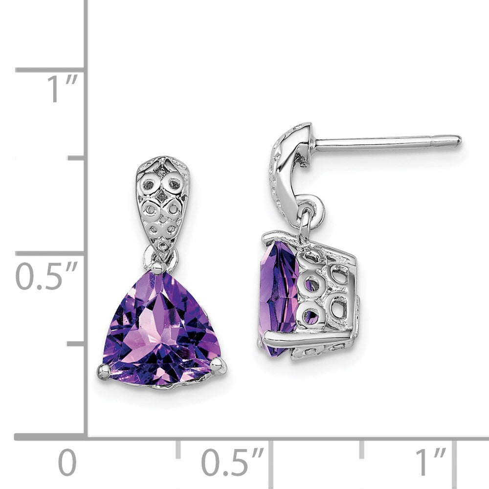 Sterling Silver Rhodium-plated Amethyst Earrings