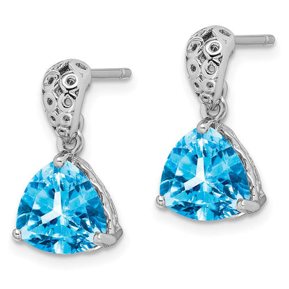 Sterling Silver Rhodium-plated Blue Topaz Earrings
