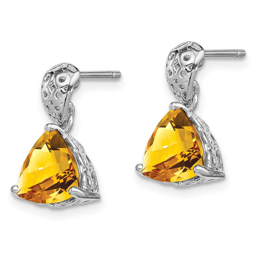 Sterling Silver Rhodium-plated Citrine Earrings